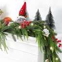 Fayoo Christmas Norfolk Pine Garland Set-6 Ft Artificial Faux Greenery Garland 8 Red Berries Stems 10 Pine Cones for Holiday Mantle Table Fireplace Wall Home Wedding Decor,  Pack Of 3