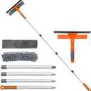 Professional Window Squeegee Cleaner, 2 in 1 Shower Squeegee with Extension Pole, 65Telescopic Window Washing Equipment with 180Adjustable Head, Glass Cleaning Tools for Outdoor High Window