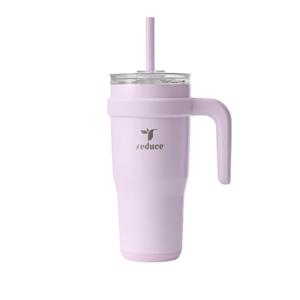 REDUCE 24 oz Stainless Steel Tumbler with Handle - Dual-Wall Vacuum Insulated Travel Mug, Sweat-Proof Lid & Reusable Straw - Keeps Drinks Cold for 24 Hrs, Fits Cupholders, Dishwasher Safe - Lilac Bud