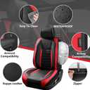 CAR PASS Nappa Leather Car Seat Covers Full Set, Luxury Seat Protector for Cars, Waterproof Anti-Slip Seat Cushion Armrest Compatible Airbag Universal for Sedan SUV Pick-up Truck Auto, Black Red