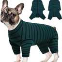 Kuoser Recovery Suit for Medium Dogs After Surgery, Long Sleeve Dog Surgery Recovery Suit, Dog Onesie for Abdominal Wounds Skin Disease, Green M (M (Back Length: 14.6''))