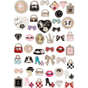 Lot of Bling Designer Decoration Charms, Luxury Fashion Trendy Rhinestone Jewelry Accessories for Women Girls (Metal)