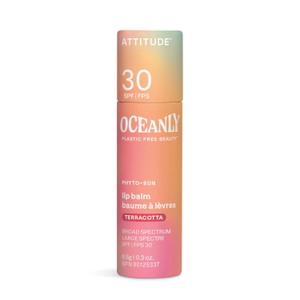 ATTITUDE Oceanly Tinted Lip Balm with SPF 30, EWG Verified, Plastic-Free, Broad Spectrum UVA/UVB Protection with Zinc Oxide, Vegan, Unscented, Terracotta, 0.3 Ounce