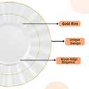 72PCS Pearl White Plastic Plates, Heavy Duty Disposable Party Plates with Gold Rim, 36 Dinner and 36 Dessert for Parties and Wedding