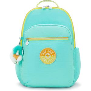 Kipling Women's Seoul Fc 15" Laptop Backpack, Durable, Roomy with Padded Shoulder Straps, Built-In Protective Sleeve (12.75''L x 17.25''H x 8''D, Poppy Aqua C)