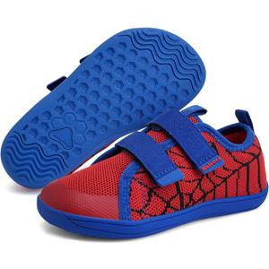 WateLves Toddler Little Kids Wide Barefoot Shoes The First Walking Shoes Girls Boys Breathable Zero Drop Minimalist Sneakers with Wide Toe Box Natural to Grow (Red Spider)
