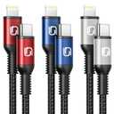 USB C to Lightning Cable 6ft 3Pack [Apple MFi Certified] iPhone Charger Fast Charging Cord Braided Type C to Lightning Cable for iPhone 14 13 12 11 Pro Max XR XS 8 Plus iPad/iPod/AirPods