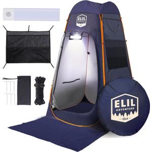 Camping Shower Tent With LED Sensor Light 6.23 ft - Large Easy Pop Up Privacy Tent for Beach Changing - Outdoor Portable Enclosure for Camping