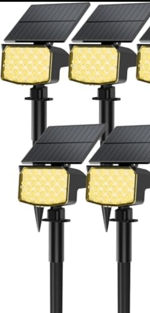 MinPea 4 Pack Solar Spot Lights Outdoor, 2-in-1 Solar Lights Outdoor Waterproof IP65, Solar Powered Landscape Spotlights 3 Modes for Yard Garden Pathway Driveway Tree(Warm White)