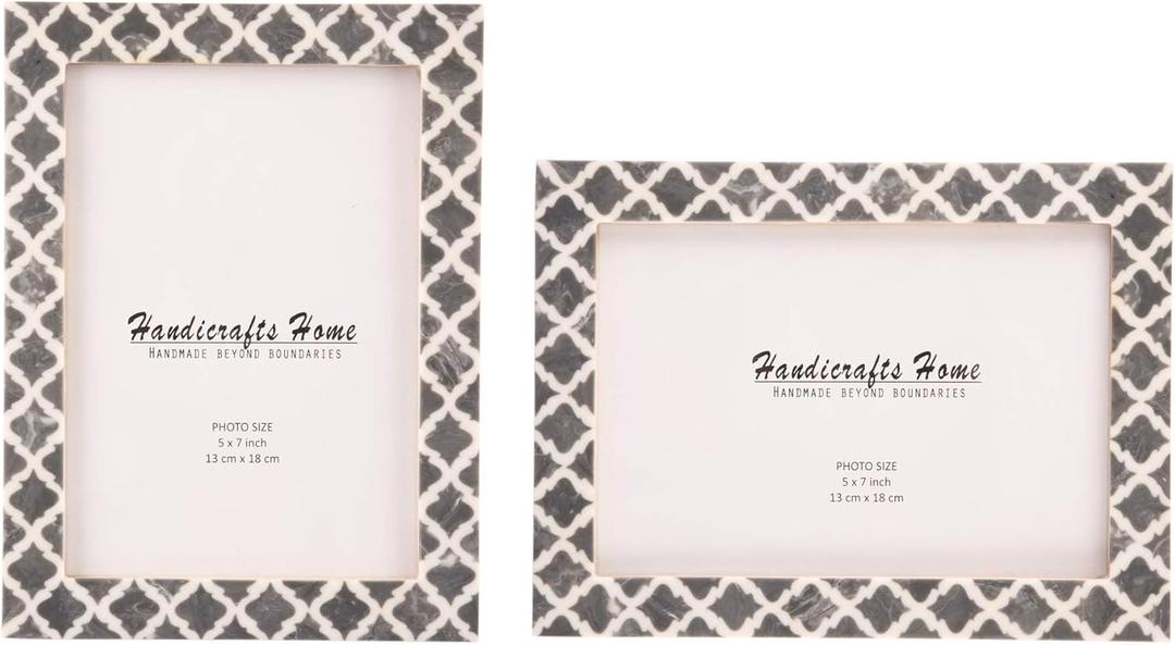 Handicrafts Home 5x7 Picture Frames Pack of 2  Casablanca Collection Handcrafted Photo Frames, Perfect for Wall & Tabletop Display, Ideal Home Decor Gift (Fumar)