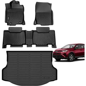Car Floor Mats & Cargo Trunk Liners Custom Fit for RAV4 2013-2018 (Not for Hybrid) All Weather Floor Mats for RAV4 Durable Floor Liners Accessories for RAV4 13-18