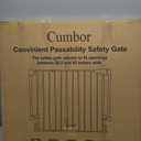 Cumbor 29.243" Baby Gate for Stairs, Wall-Mounted (Drill Required), Expandable No Bottom Bar Dog Gate, Auto Close Extra Wide Walk Thru, Pet & Toddler Proof Gate, Top & Bottom of Stairways (Brown)