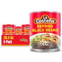 La Costea Refried Black Beans - Ready-to-Eat Canned Refried Beans for Mexican Food, Mexican Rice, Nacho Bean Dip, Bean Burrito, Burger, Carne Asada, Fajita & Taco Seasoning - 20.5oz, 6 Pack Cans (EXP 03/20/26)
