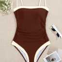 B2prity One Piece Swimsuit for Women Tummy Control Slimming Bathing Suit Color Block Swim Suit Modest Swimwear (S)