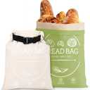 2 Pack Beeswax Bread Bags for Homemade, Reusable Bread Bag for Sourdough, XL-Reusable Waxed Linen Food Storage Bag to Keep Sourdough Fresh, Freezer-Safe, Eco-Friendly (Khai& Green)
