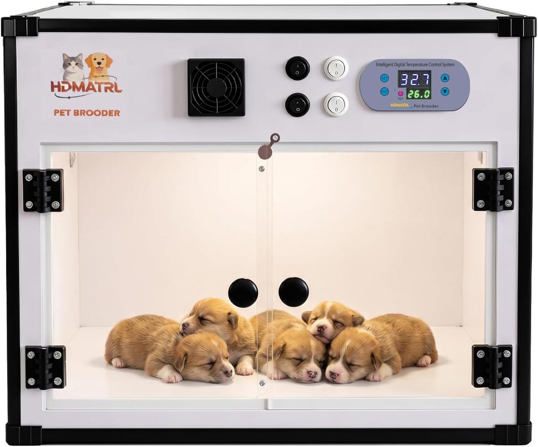 Puppy Incubator Large Intelligent Constant Temperature Pet Brooder with Air-Warming Design, Timed Ventilation, Suitable for Newborn Puppies, Kittens & Small Mammals (White)