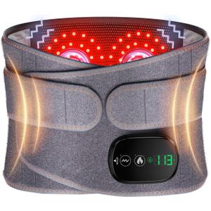 Heating Pad for Back, Lumbar Massager, Heated Waist Belt Wrap, Lower Back Pad with Heat Vibration 3 Levels Adjustable, 180 mins Battery, Cordless Portable, Touchscreen Control