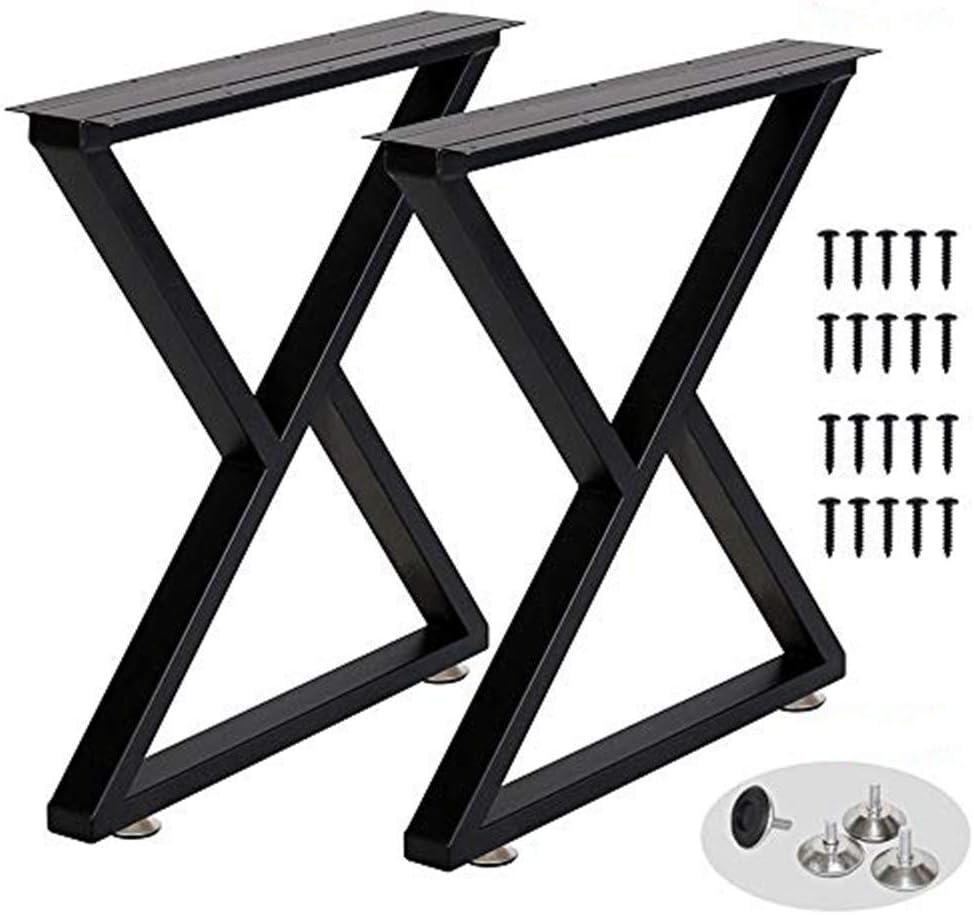 Metal Table Legs 28 Inch Desk Legs Heavy Duty Industrial Black Table Legs Z Shape DIY Furniture Legs(H28xW24,Set of 2)