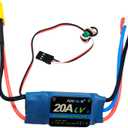 TOYTENSI 20A 2-4S RC Brushless Motor ESC for RC Plane Airplane with SBEC 5V/6V 4A