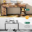 Huuger Computer Desk with 6 Drawers, Office Desk with Shelves, Reversible Gaming Desk, Large Corner Desk with Storage, Work for Home Office, Study, Living Room, 63inch, Rustic Brown