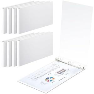Humyoun 8 Pcs 11 x 17 Inch 3 Ring Binders 1 Inch Rings Heavy Duty View D Ring Binders Economy Holds 11" x 17" Paper for Artwork Blueprints, Office, Home, Work Places(White)