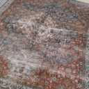 Loloi Layla Collection LAY-05 Ocean/Multi 7'-6" x 9'-6" .13" Thick Area Rug, Soft, Durable, Vintage Inspired, Distressed, Low Pile, Non-Shedding, Easy Clean, Printed, Living Room Rug