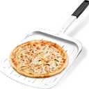 Professional 12-Inch Perforated Aluminum Pizza Peel - Metal Pizza Paddle Spatula with Silicone Handle for Launching, Turning & Retrieving - For Home Kitchens & Outdoor Ovens