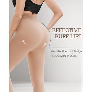 HONGTEYA 2 Pairs Fleece Lined Tights Women - Warm Sheer Pantyhose Fake Translucent Tights Winter Thermal Leggings (X-Large)