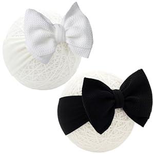 Thanksgiving Baby Bows Newborn Headband Hair Bows for Infant Toddlers with Double bows 4.5in*3.5in (Black & White)