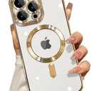Misscase iPhone 13 Pro MagSafe Case with Camera Protector, Clear Magnetic Anti-Scratch Cover - Gold