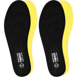 riemot 2 Pairs Memory Foam Insoles for Men 8mm Cushioning Black US11/EU44