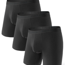 DAVID ARCHY Men's Soft Underwear Micro Modal Dual Pouch Trunks Ball Pouch Bulge Enhancing Boxer Briefs for Men 3 or 4 Pack, L