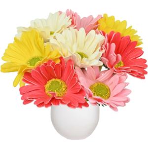 8 Pcs Artificial Gerbera Daisy Flowers Multiclor PU Artificial Fake Daisies Real Touch Bouquet with Stems for Home Arrangements Vase Wedding Birthday Party Office DIY Floral Decorations (Colored)