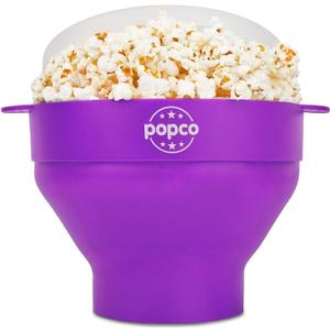 POPCO Silicone Microwave Popcorn Popper with Handles, Silicone Popcorn Maker, Collapsible Bowl and Dishwasher Safe - (Dark Orchid)