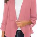 Urban CoCo Women's Ruched Sleeve Lightweight Thin Chiffon Blazer Size 2XL