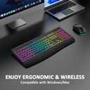 Wireless Keyboard and Mouse Combo, 9 Backlit Effects, 4000mAh Rechargeable Backlit Keyboard with Wrist Rest, 6 Button Mouse, 2.4G Full Size Quiet Keyboard Set for Computer, PC, Laptop, Mac, Windows