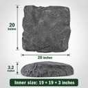 Low Profile Faux Rock Cover 20" W x 20" L x 3" H, Flat Fiberglass Landscape Rock for Well Caps, Septic Lids & Utility Concealment, Realistic Natural Texture, Charcoal Slate Gray