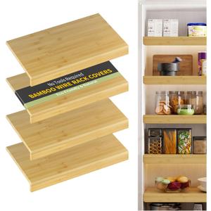 Wire Shelf Covers, Bamboo Wire Rack Covers for Pantry, ClosetKitchen (4pcs, 28" W x 16" D, Natural)