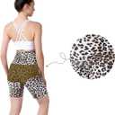 Women Maternity Yoga Shorts Over The Belly, Pregnancy Active Wear Workout Knee Length Leopard Athletic Biker Shorts (Brown, XL)