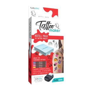 Hello Blink Tattoo Maker Refill Pack  Makes 50 Tattoos - 4 New Markers  Cosmetic Grade, FDA-Compliant DIY Kit for Kids Ages 8+