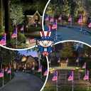 4th of July Decorations Outdoor Solar Lights, 12 Pack Red White and Blue American Flag Star Lights for National Day, 2 Modes Waterproof Solar Patriotic Light for Independence Memorial Day Yard Pathway