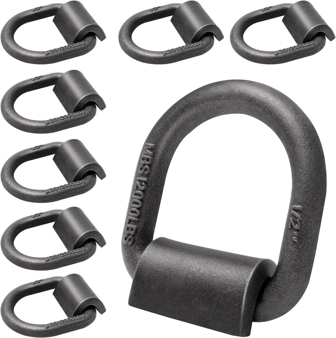 Lifgarfe 8Pcs Heavy Duty 12000LBS Trailer Weld-On Forged D Ring Tie Down Anchor 1/2" Weldable D Rings