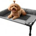 Raised Dog Beds for Small Dogs, Cooling Indoor Outdoor Elevated Bolster Dog Cot Hammock with Metal Frame Breathable Mesh, Portable Dog Sofa Camping Dog Bed (23.62" L x 15.75" W x 5.91" H