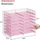 Marbrasse Desktop Literature Organizer, 12 Compartments Mesh Paper Organizer Desk Organizers, Adjustable File Sorter Mail Center Paper Storage Cabinet Classroom Mailbox for Office Home School, Pink