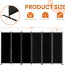 SUNALLY Room Divider 6FT Folding Privacy Screens, 6 Panel Fabric Divider for Room Separation, 132" W Freestanding Portable Wall Dividers Screen for Home Dorm Studio Office, Black