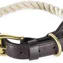 Embark Pets Country Dog Rope Collar - Braided Cotton and Leather Finish -Small, Medium, Large and Extra Large Collars for Dogs - Durable and Strong Build for Training, Walking, Running (Large, White)