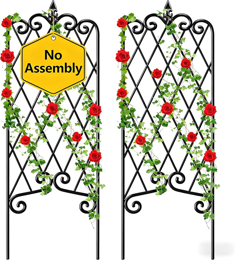 Amagabeli Garden Trellis for Climbing Plants 47 x 16 Rustproof Black Iron Plant Trellis Potted Vines Vegetables Flowers Patio Metal Wire Lattices Grid Panels for Ivy Cucumbers Clematis 2 Pack GT03