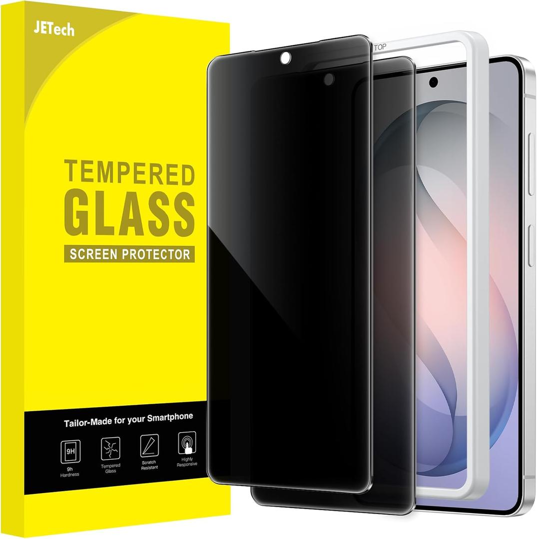 JETech Privacy Screen Protector for Samsung Galaxy S26, Anti-Spy Tempered Glass Film with Easy Installation Tool, Fingerprint ID Compatible, 2-Pack