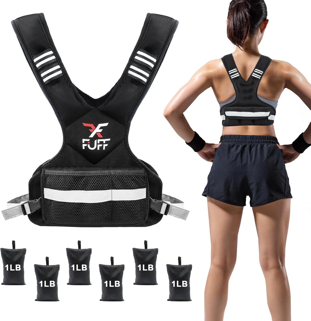 Adjustable Weighted Vest for Women & Men,4-10lb/11-20lb/20-32lb Vest with 6 Ironsand Weights for Strength Training,Weight Vest with Reflective Strip for Running Walking Exercise Workout (4-10 lb)