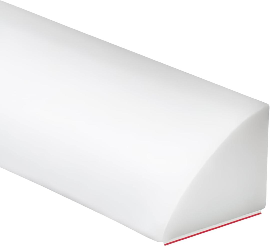 Duzzy 158 Inch Flexible Quarter Round Molding, Silicone Rubber Peel and Stick Shower Water Barrier Suitable for The Shower Corner or Kitchen Countertop Sink and Cooktop (White)